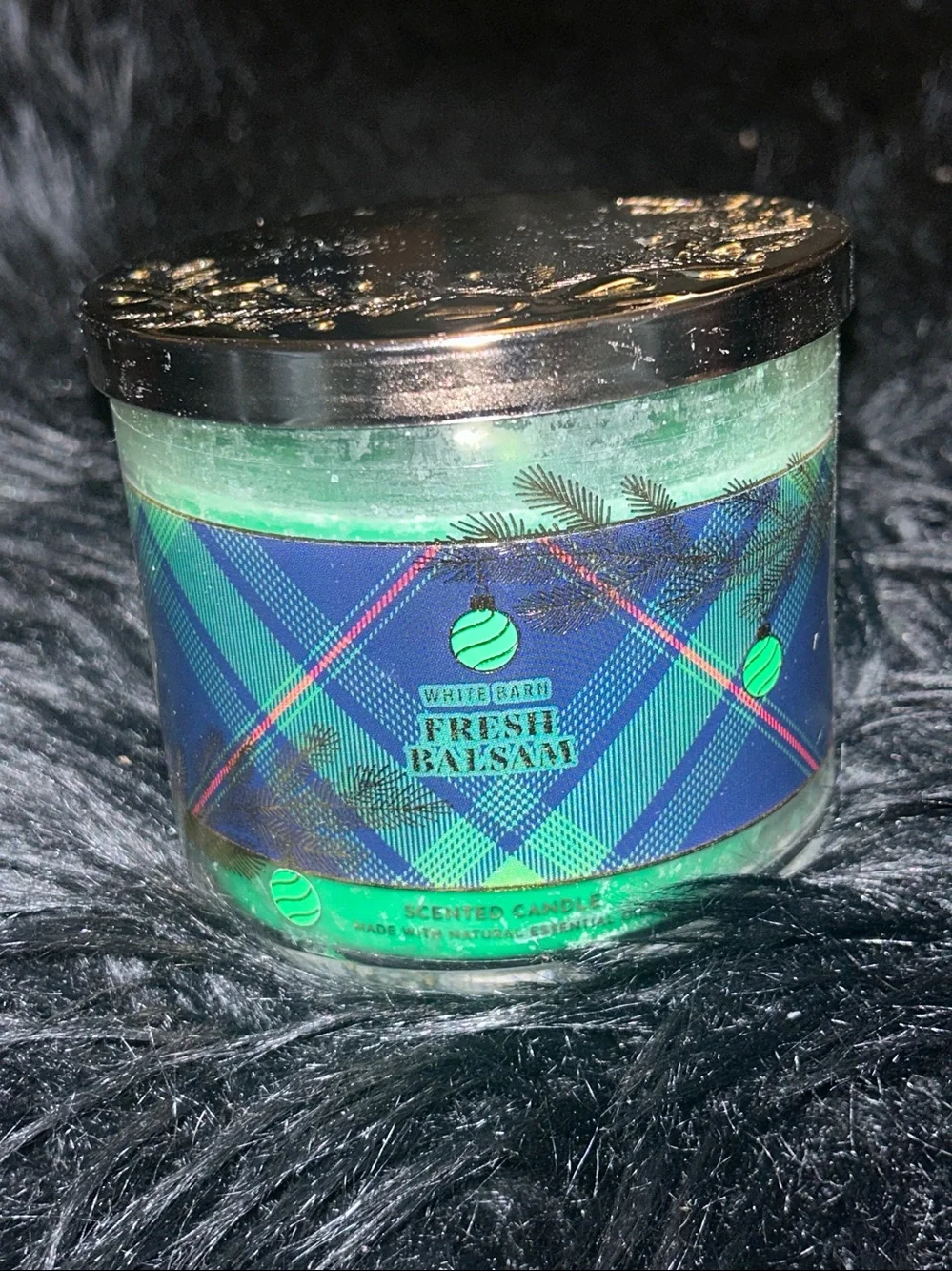 New White Barn Bath & Body Wash Fresh Balsam 3-WickCandle - Green